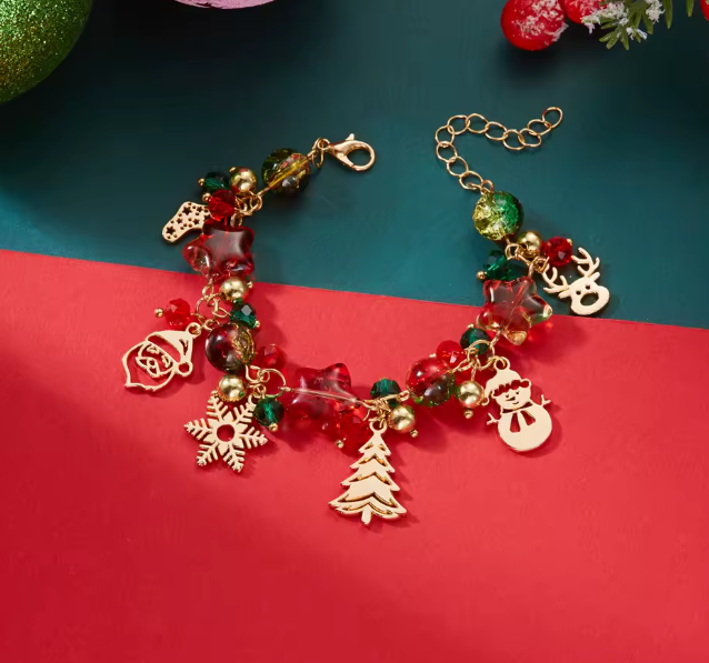 Ręcznie Robiona Świąteczna Bransoletka z Zawieszkami